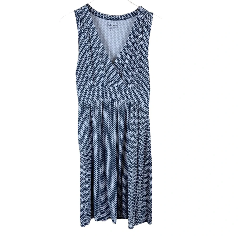 📍SOLD📍L.L. Bean | Women’s Summer Knit Sleeveless Print Dress Medium Petite - Picture 2 of 7